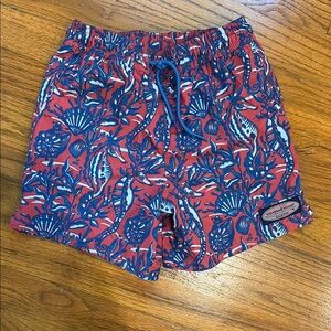 Vineyard Vines Coral and Navy Swim Shorts